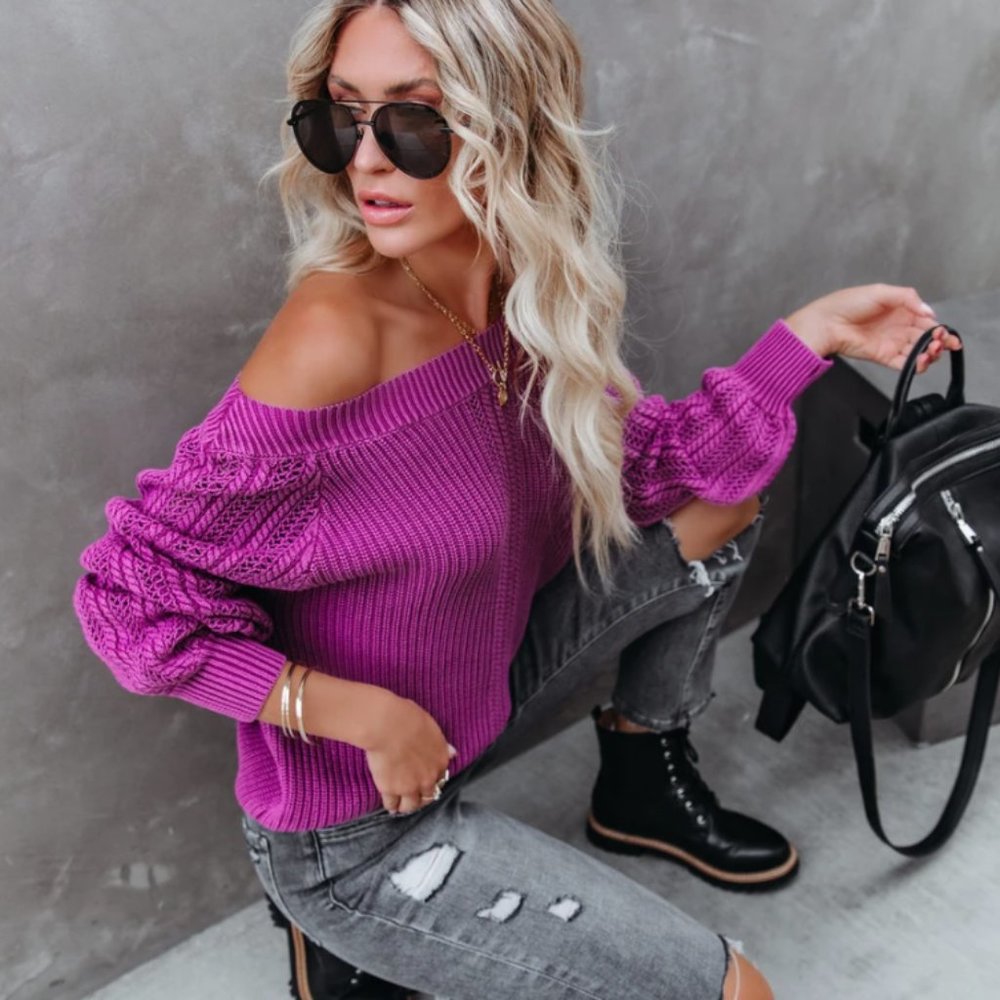 HANNA Off Shoulder Knit Sweater